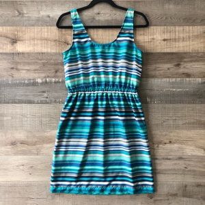 LOFT basic blue striped dress
